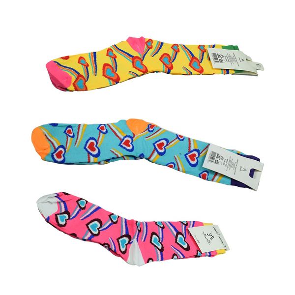 Soft Colored Hearts Design Comfortable Socks-3 Pairs