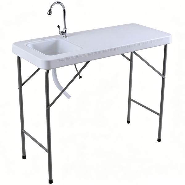 Portable Camping Sink Table with Sink and Faucet Outdoor