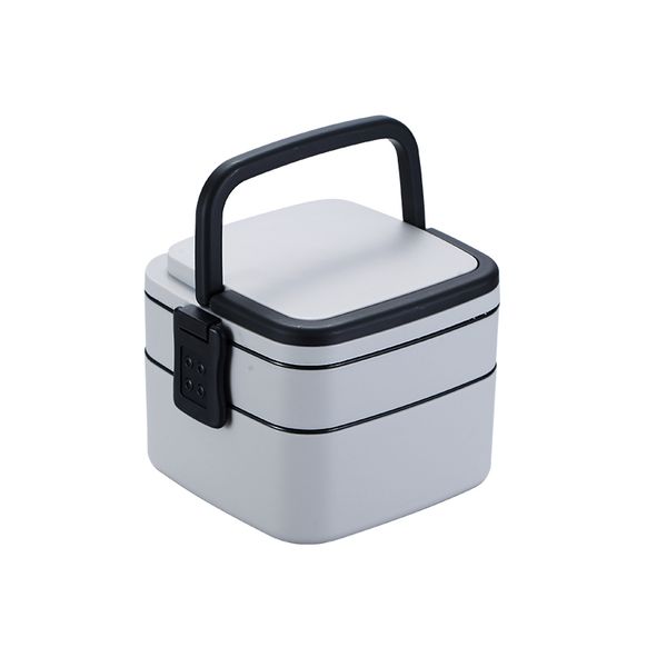 Portable 2-Tier Square Shape Leak-Proof Bento Lunch Box With Handle