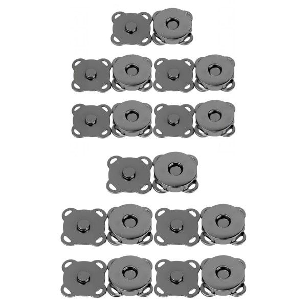 10 Pairs Magnetic Invisible Snap Fasteners - Gun Metal