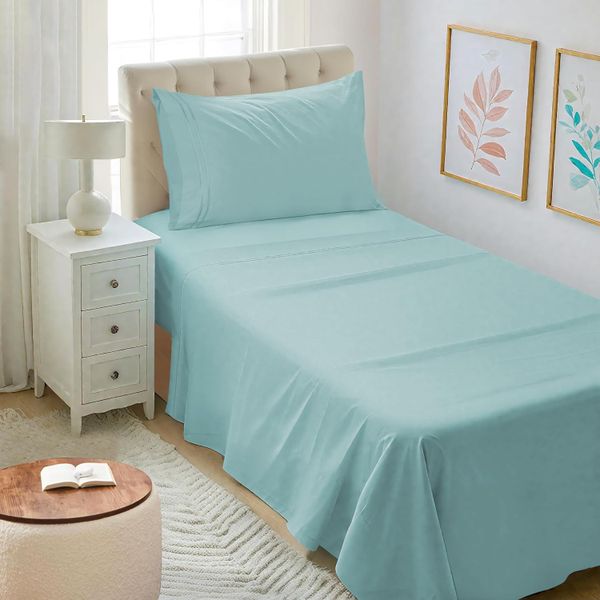 Sheets &amp; Pillowcase 3-Piece Set - Green - Three Quarter
