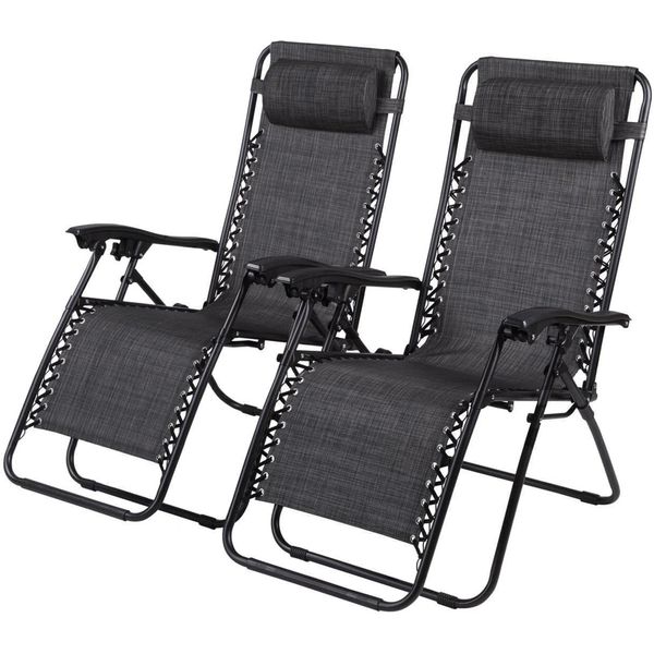 2 Pieces Gravity Sun Lounger Reclining Chair Fishing Recliner