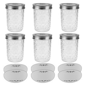 Kitchen Multi Use Diamond Jam Storage Jars with Labeling Stickers Set