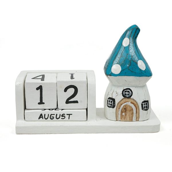 Mushroom House / Fairy House Wooden Fantasy Desk Calendar - Interchangeable