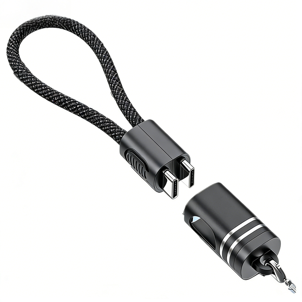 Super Fast Charging Dual Type-C Cable with Lanyard and Keyring