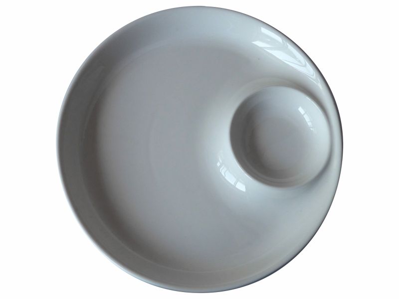Set of 2 White Round Dipping Plate 24.5cm