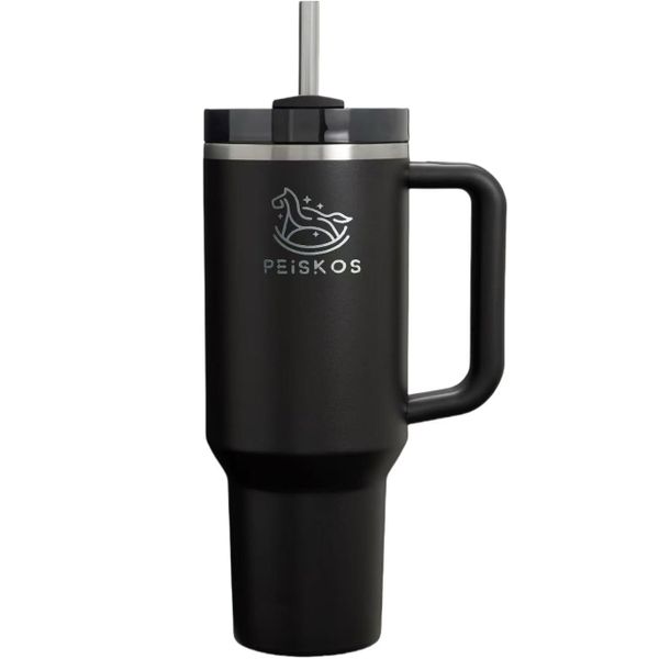 PEISKOS 1200ml Tumbler with Handle Straw Stainless Steel Vacuum Mug
