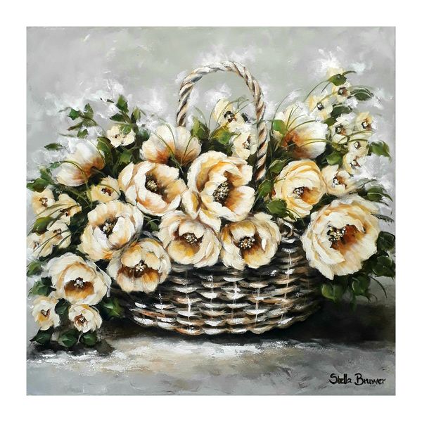 Cream painted Peonies By Stella Bruwer Square Tablecloth