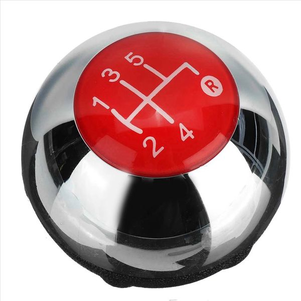 5 Speed Gear Shift Knob for 500 2012-2018 Chrome+Red Compatible with Fiat