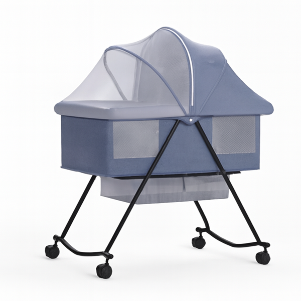 Portable Baby Bassinet with Foldable Mosquito Net &amp; Storage Basket