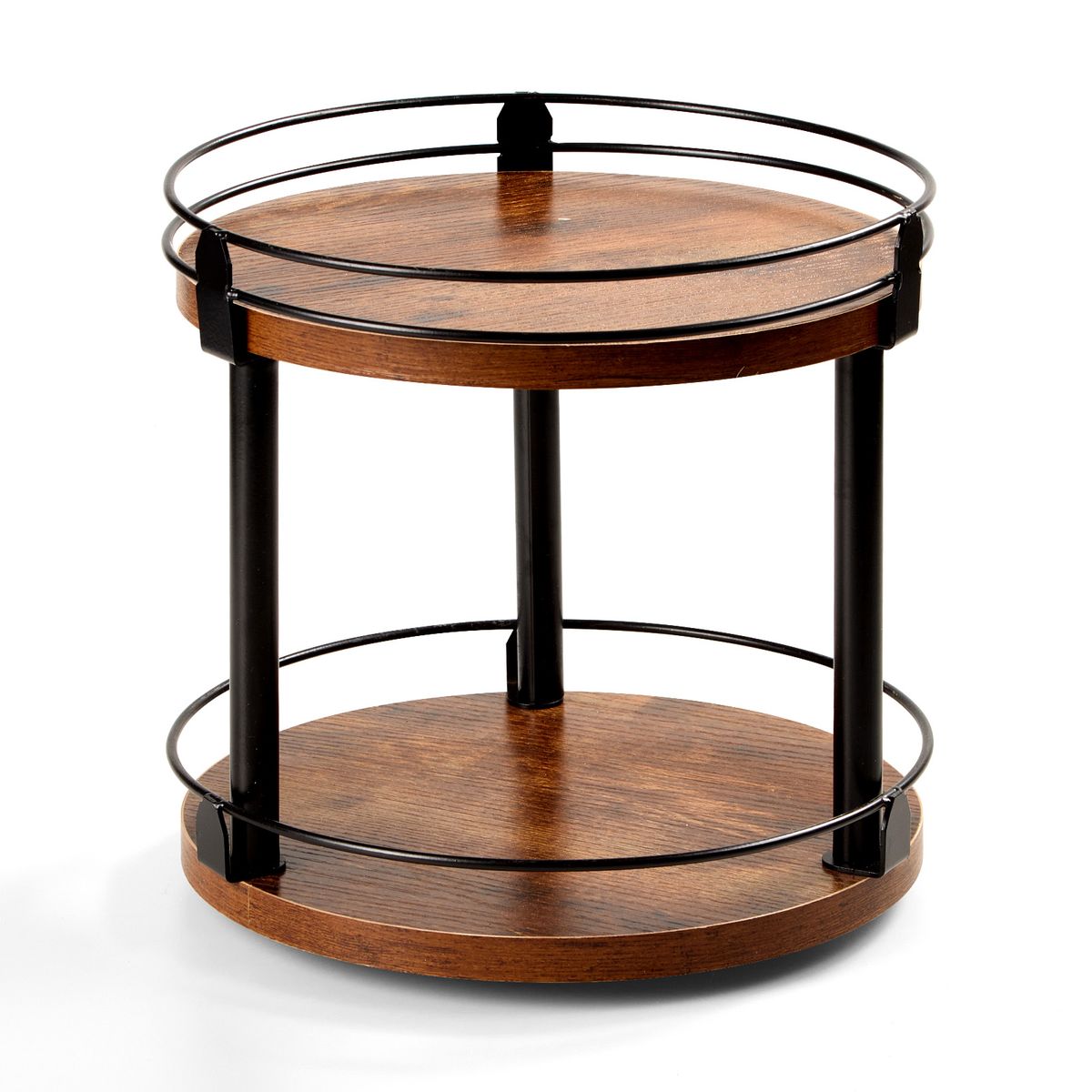 Chenshia Lazy Susan Wooden 2-Tier Rotating Spice Rack Countertop