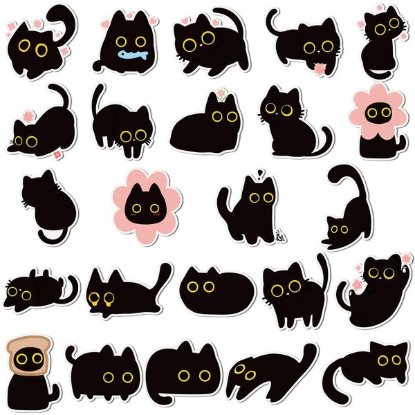 24 Pcs Cute Black Cat Fridge Magnets, Refrigerator Magnetic Sticker Decor