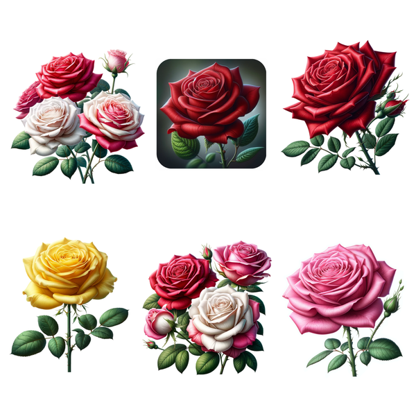 TrendSpire Roses Vinyl Stickers (Colour) - Set of 12
