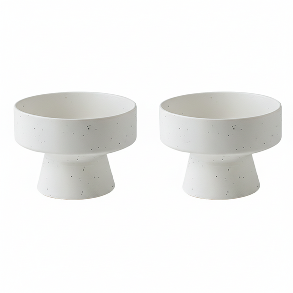 2 Pack Porcelain High-Foot Fruit Plate Set - White