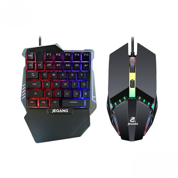 JK-913 Mini RGB Wired Gaming Keyboard and Mouse Combo One-Handed Keypad