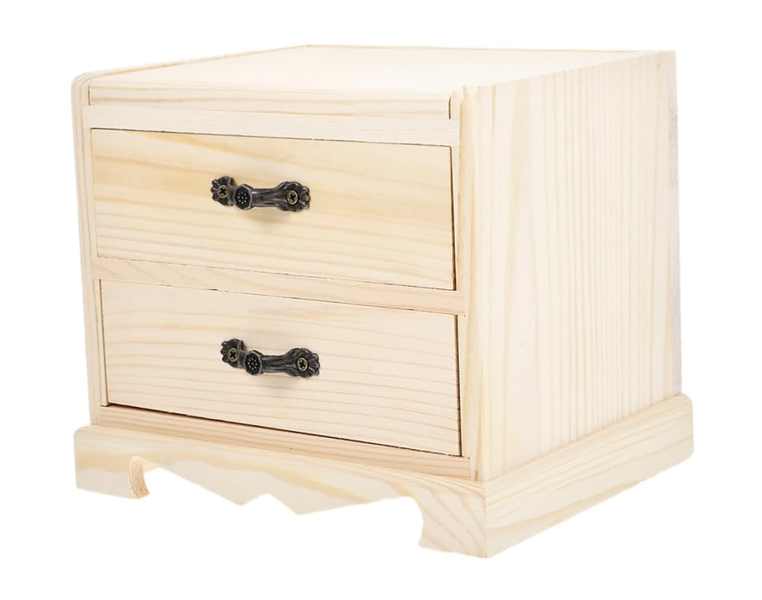 Decor Smooth Wooden 2 Tier Lockable Jewellery Storage Box - 16cm