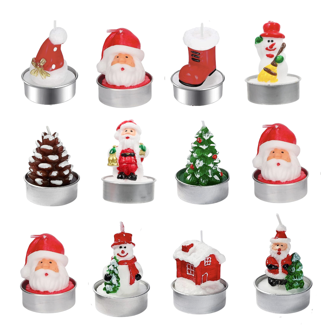 Set of 12 Mini Christmas Candles