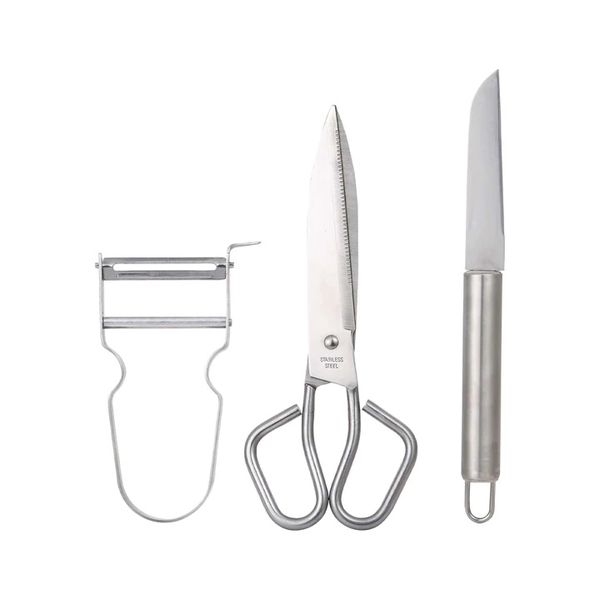 Bergner Helpy 3 Piece Kitchen Utensil Set Fruit Knife, Scissors &amp; Peeler