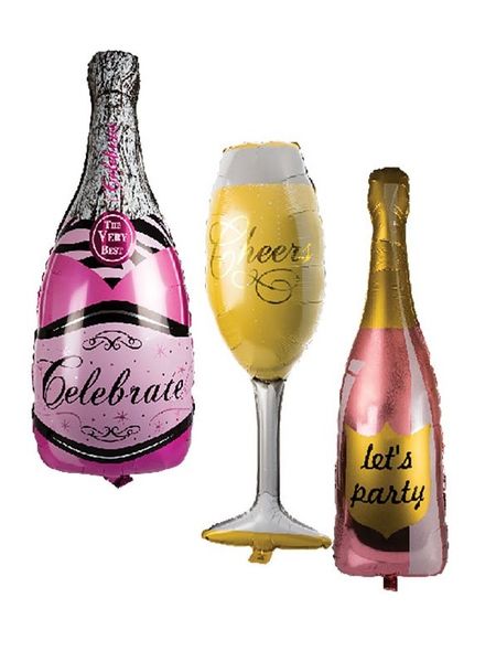 3 Piece Champagne Set Foil Balloons - 106cm