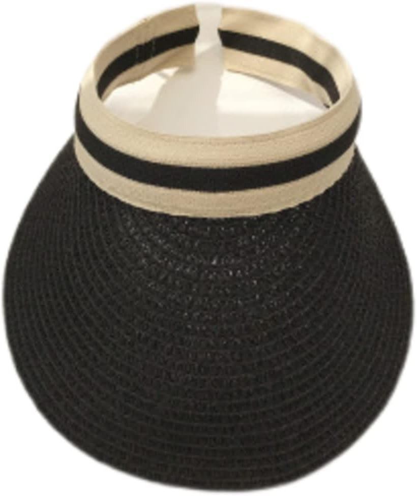 Foldable Straw Sun Visor Hat - UV Protection, Wide Brim, Adjustable