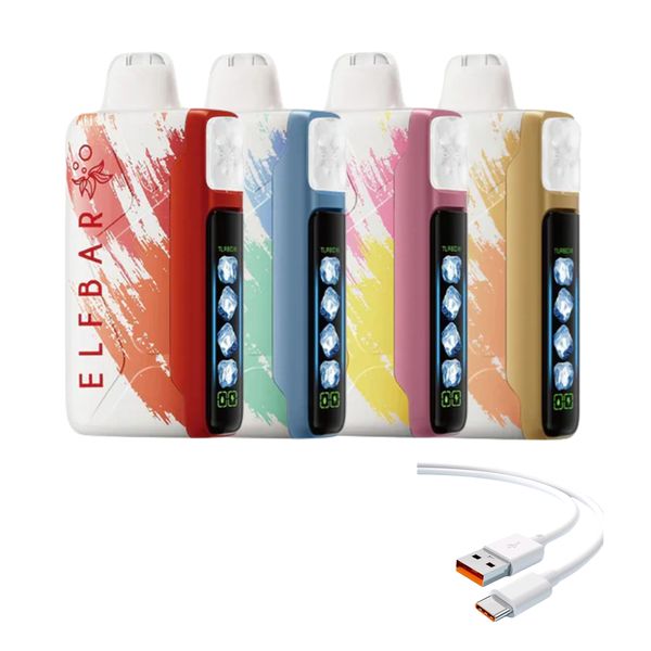 Elfbar Ice King 25000 Puffs -Variety Pack of 4 + DiscoVape Charging Cable