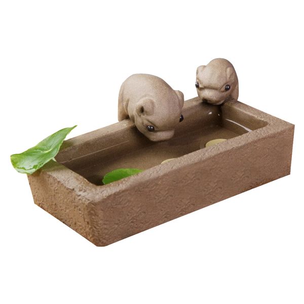 Home Garden Decor Feeder Miniature Drinking Pigs Sculpture (11cm)