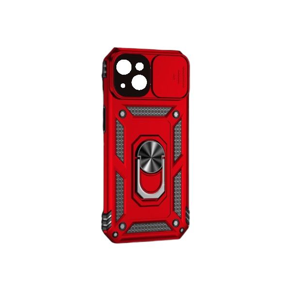 Heavy-Duty Armor Case With Smart Sliding Camera Cover For iPh 14 - Black