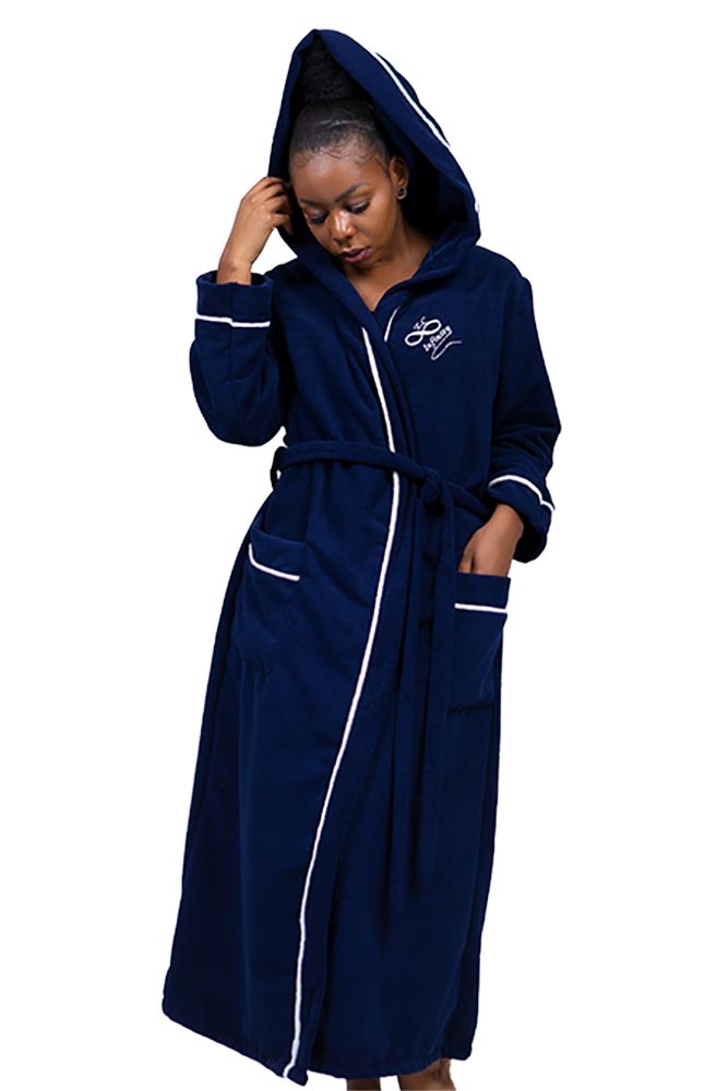 Selphies Unisex Hooded Toweling Bathrobes(Morning Gown)Navy Blue Buy