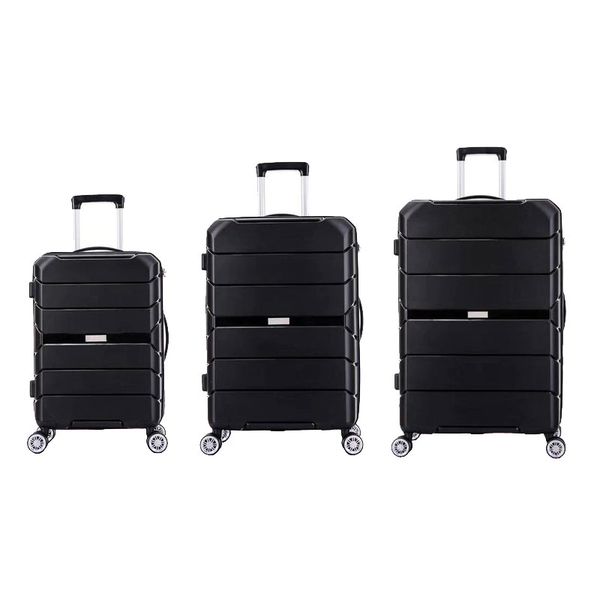 Tosca Globus 3 Piece Travel Luggage Trolley Set - Black