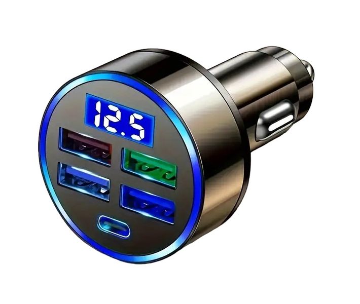 Boss Car -4 USB Ports &amp; Type-C Fast 3.1A - 15.5w Car Charger Led Display
