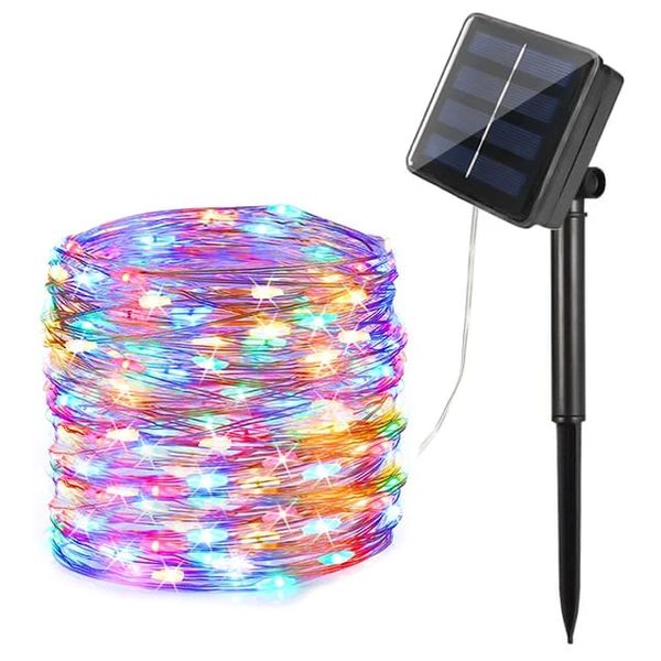 12M RGB Solar String Copper Wire Fairy Lights 100LED