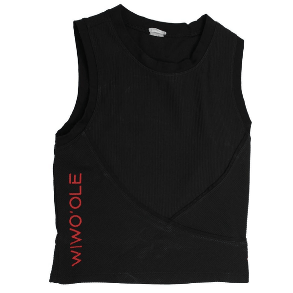 Women's Black Ribbed Workout Crop Tank- Activewear- Size: S