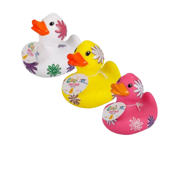 Vinyl Rubber Duck With Flowers