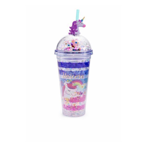 Magical Unicorn Drinking Bottle with Straw Lid - 450 ml Reusable Bottle