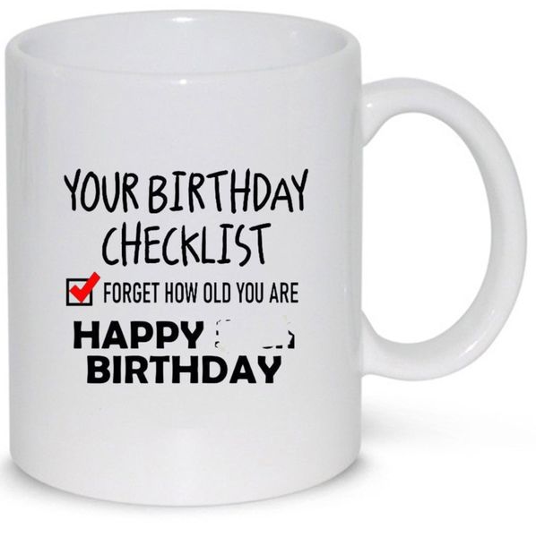 Your Birthday Checklist 40th, 50th, 60th, 70th Funny Birthday Gift Mug