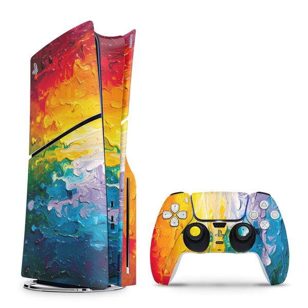 Decal Skin Compatible with PS5 Slim (Disc) - Vibrant Marbled Gold (Decal Only)