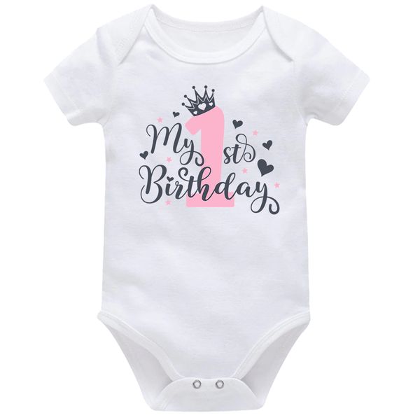 My 1st Birthday Crown Baby Vest Bodysuit Onesie Short Sleeve