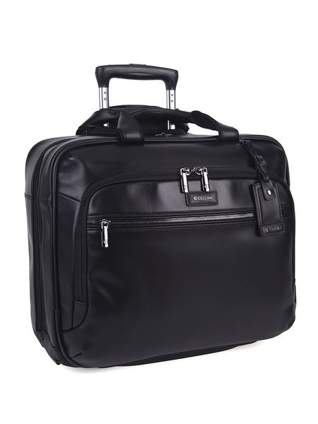 Cellini Infinity Leather Business Trolley Case - Laptop Bag - Black