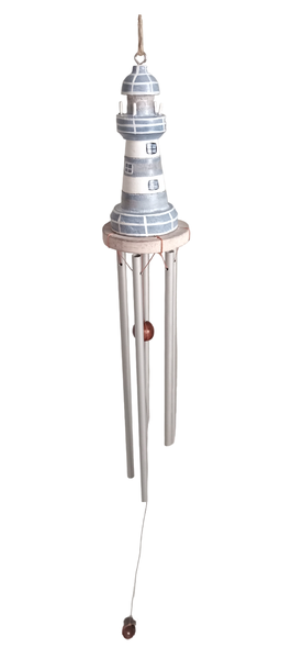 Wind Chime Wooden Lighthouse Metal Pipes Design