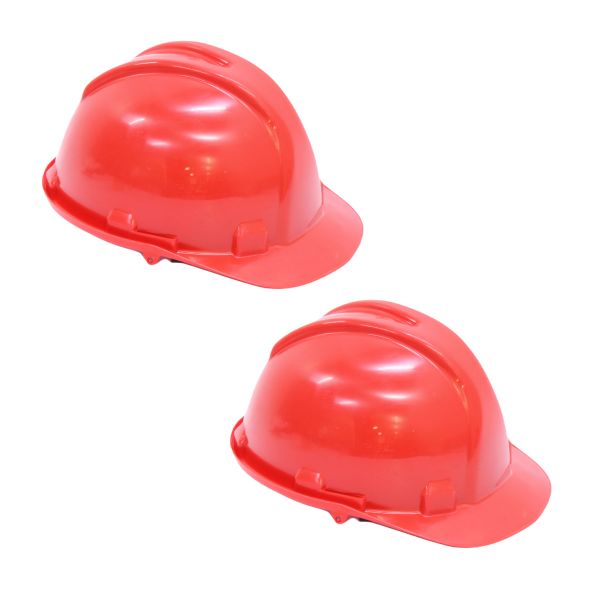 Hard Hat - Worker Safety Helmet - Red - 2 Pack