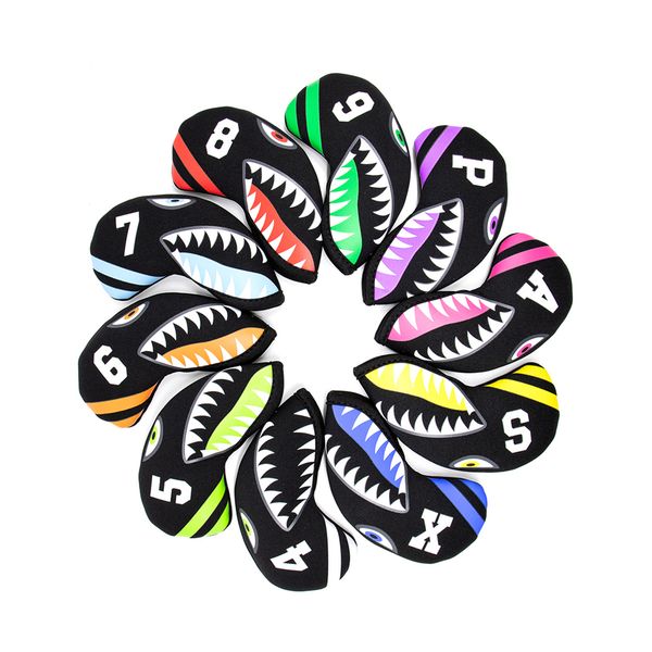 10 Piece Waterproof Shark Golf Club Golf Iron Headcovers