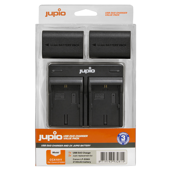 Jupio Value Pack x2 Battery Compatible with Canon LP-E6NH + USB Duo Charger