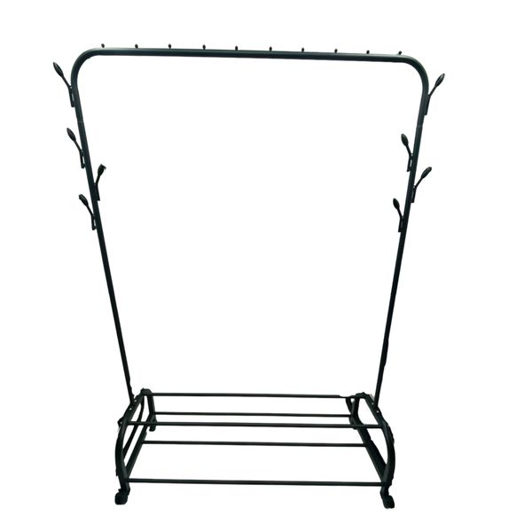 2-Layer Clothing Rack with Wheels &amp; Shoe Storage