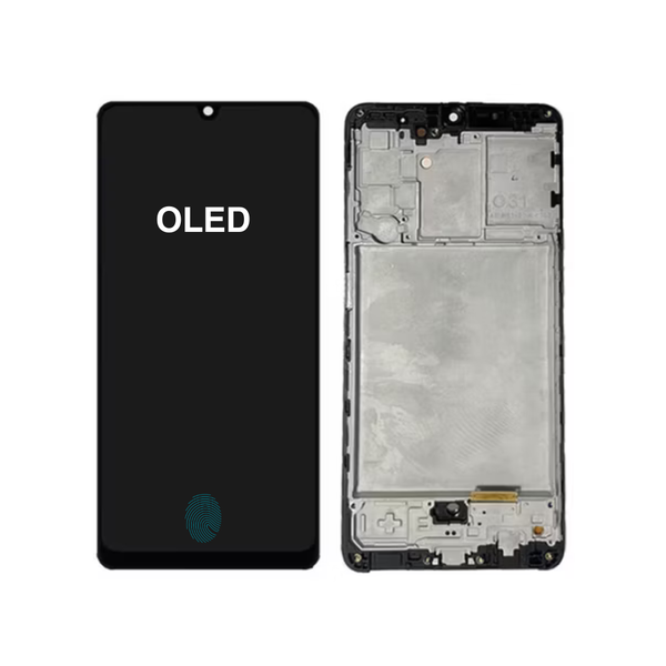 OLED Display with Frame &amp; Fingerprint Compatible with Samsung Galaxy A20