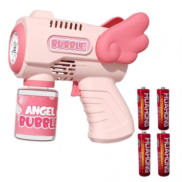 Angel Bubble Gun with Bubble Water,Electric Bubble Gun with LED Light