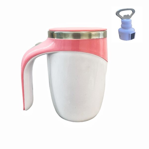 Automatic Stirring Coffee Mug - Pink And Bottle Opener