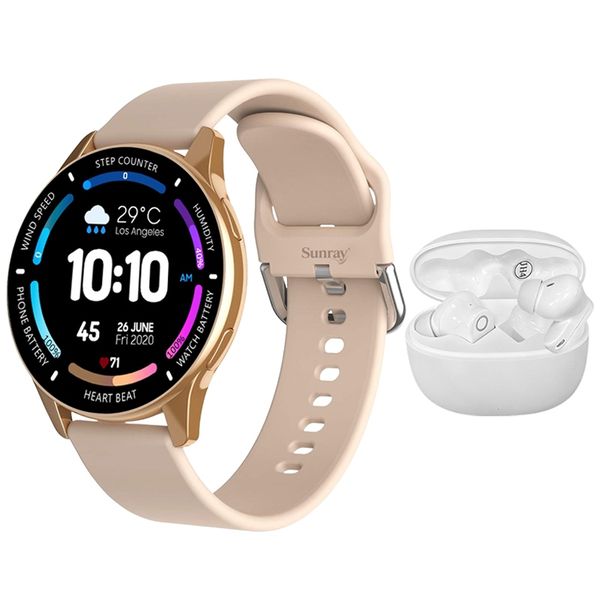 SUNRAY Smartwatch + Wireless Earphones Bundle: HD Touch, Calorie tracker