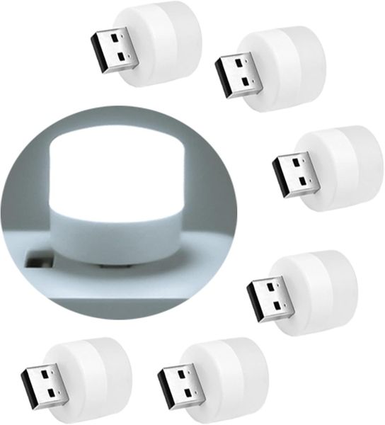 6 Pcs USB Mini LED Night Lights - Cool White