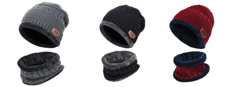 Winter Beanie Hat Ski Cap and Neck Warmer x 3 - Assorted Colours