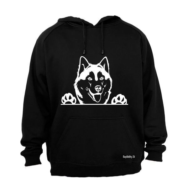 Husky Peeking - Mens - Hoodie - Grey
